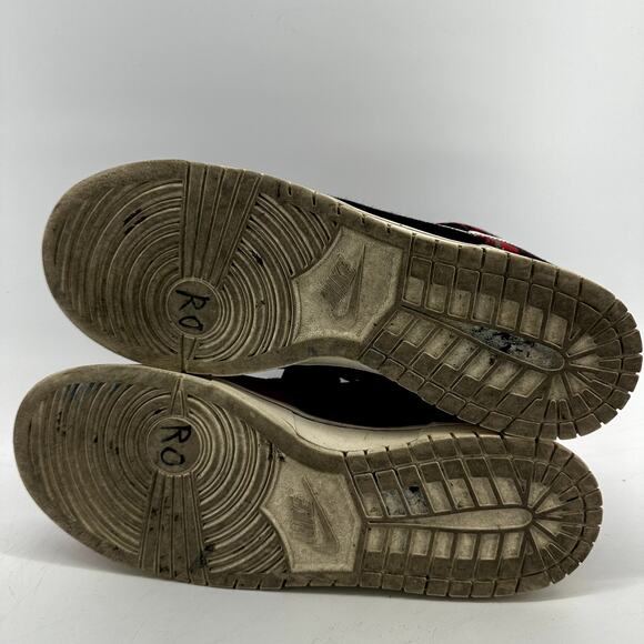 Nike Dunk High Sneakers Lace Up Tartan High Top Twill Plaid Red Black 15 - Picture 7 of 7